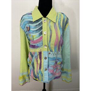 Vintage Jak Magik Woman M Blazer Jacket Hippie Tie Dye Colourful Unicorn Funky